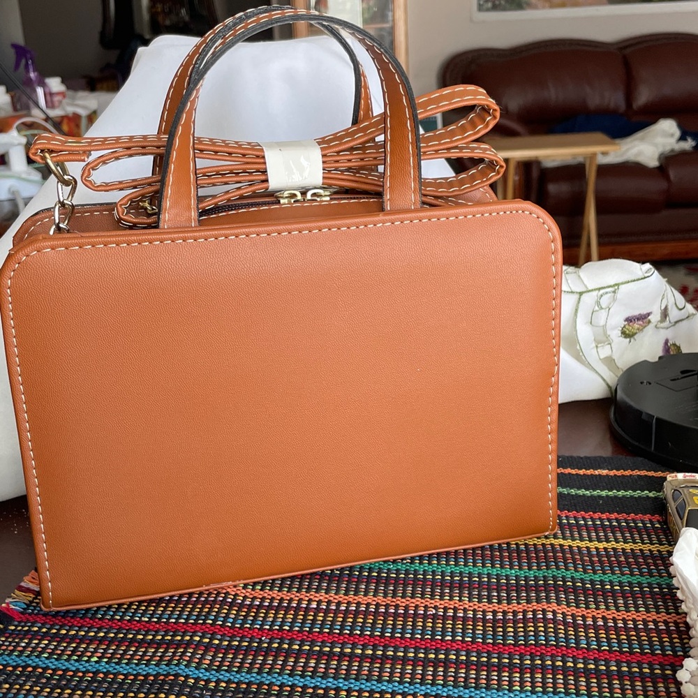 Artisan Brown Embroidered Handbag by Artesanal Mexico - Picture 3 of 8